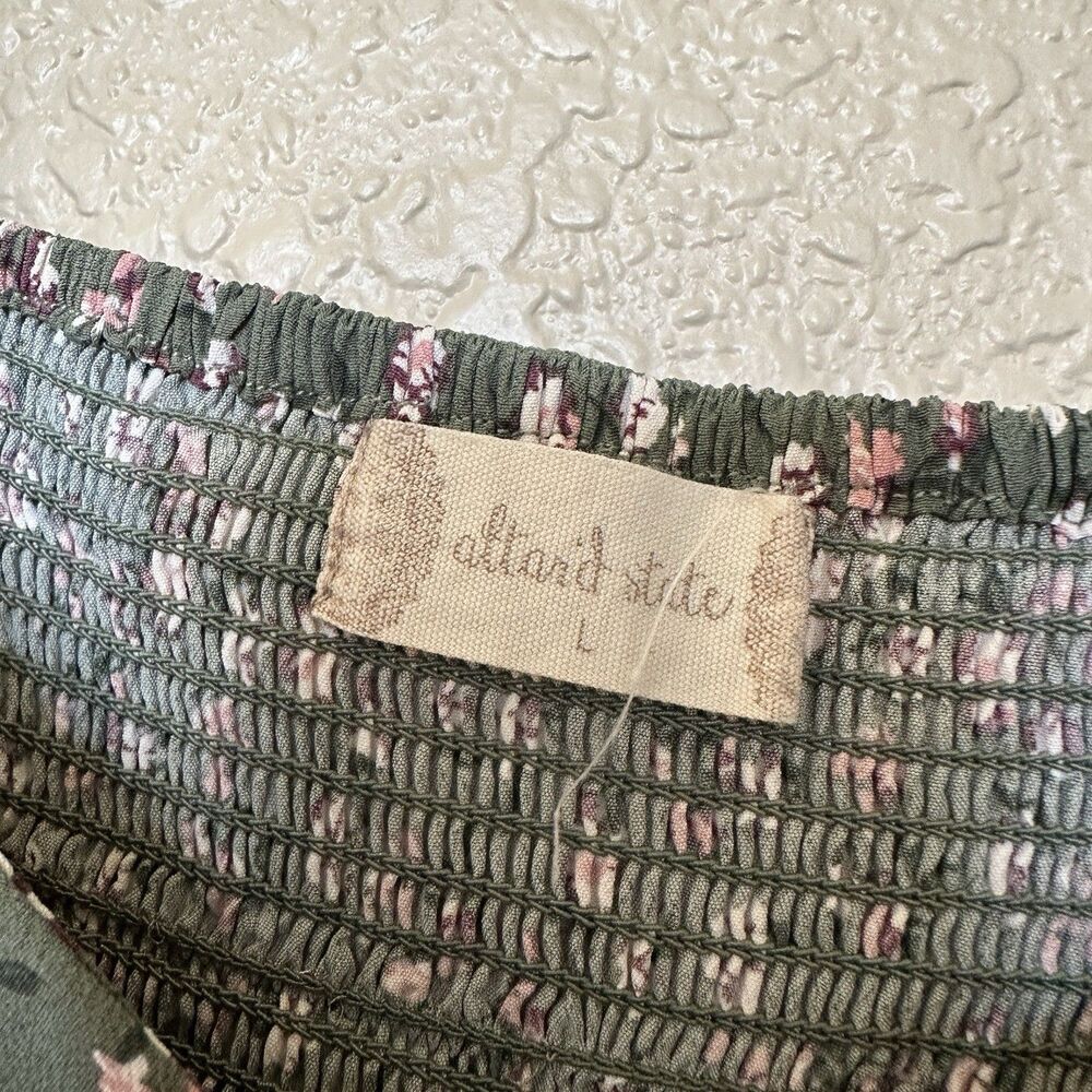 altar'd state dress Green Sun Dress Micro Floral Smocked Back Size Large Cottage - Picture 3 of 7